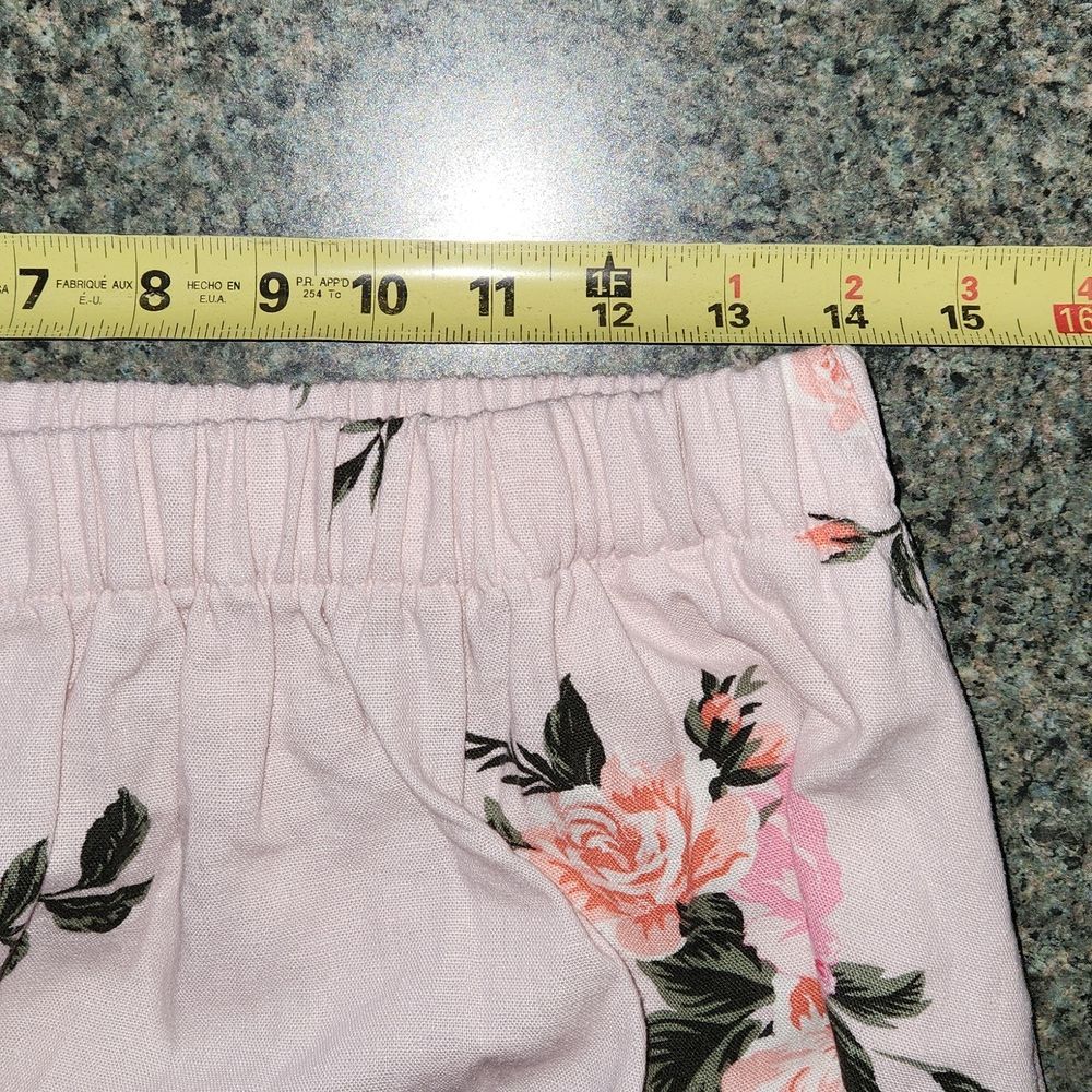 Pink Floral Skirt Women's Size M Tall Cotton Linen Rayon - Picture 4 of 7